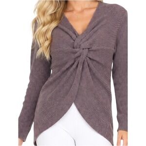 Mainstrip Reversible Twist Front Ribbed Sweater Purple Ash LT30043 Small NEW